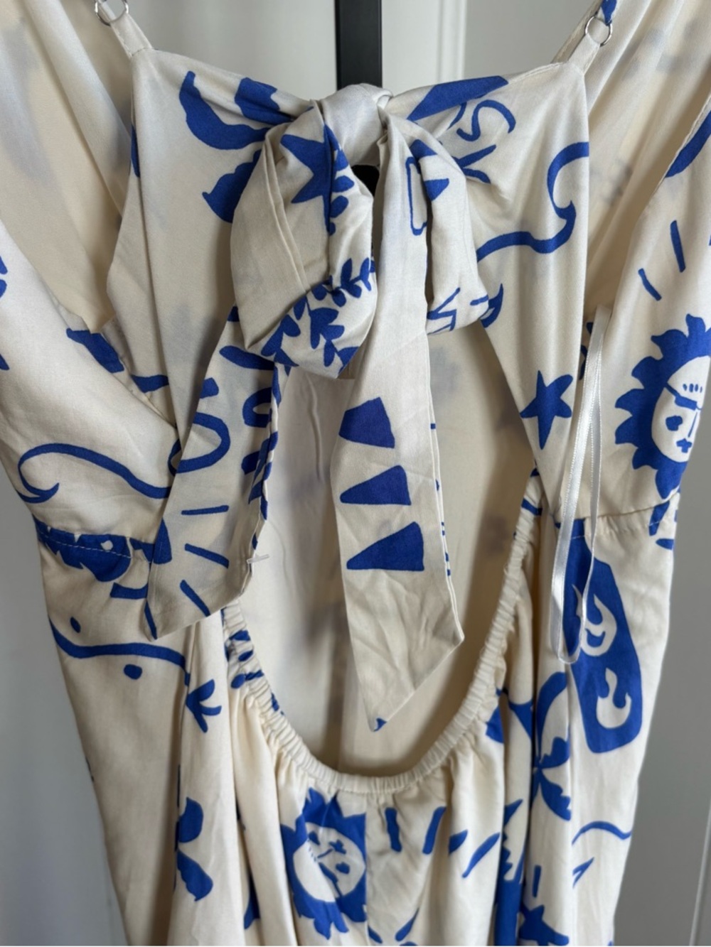 Paper Heart NWT Resortwear Keyhole Maxi Dress Blue Vacation Tie Back Women L - Picture 10 of 11